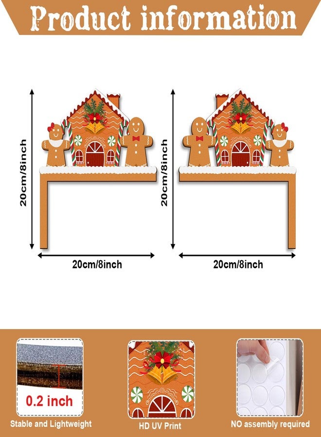 Pigort 2pcs Funny Christmas Door/Window Corner Decorations - Snowman Santa Windows Walls DIY Craft for Christmas Party Ornament (Gingerbread) - Image 2